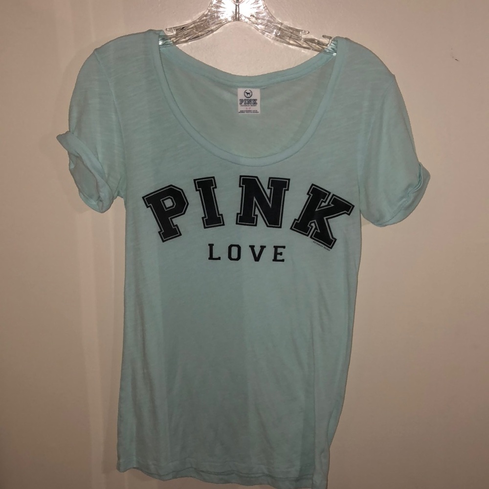 light blue pink tshirt